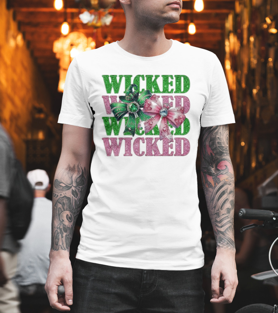 Wicked Coquette Glitter Green Pink Bow Hat T-Shirt
