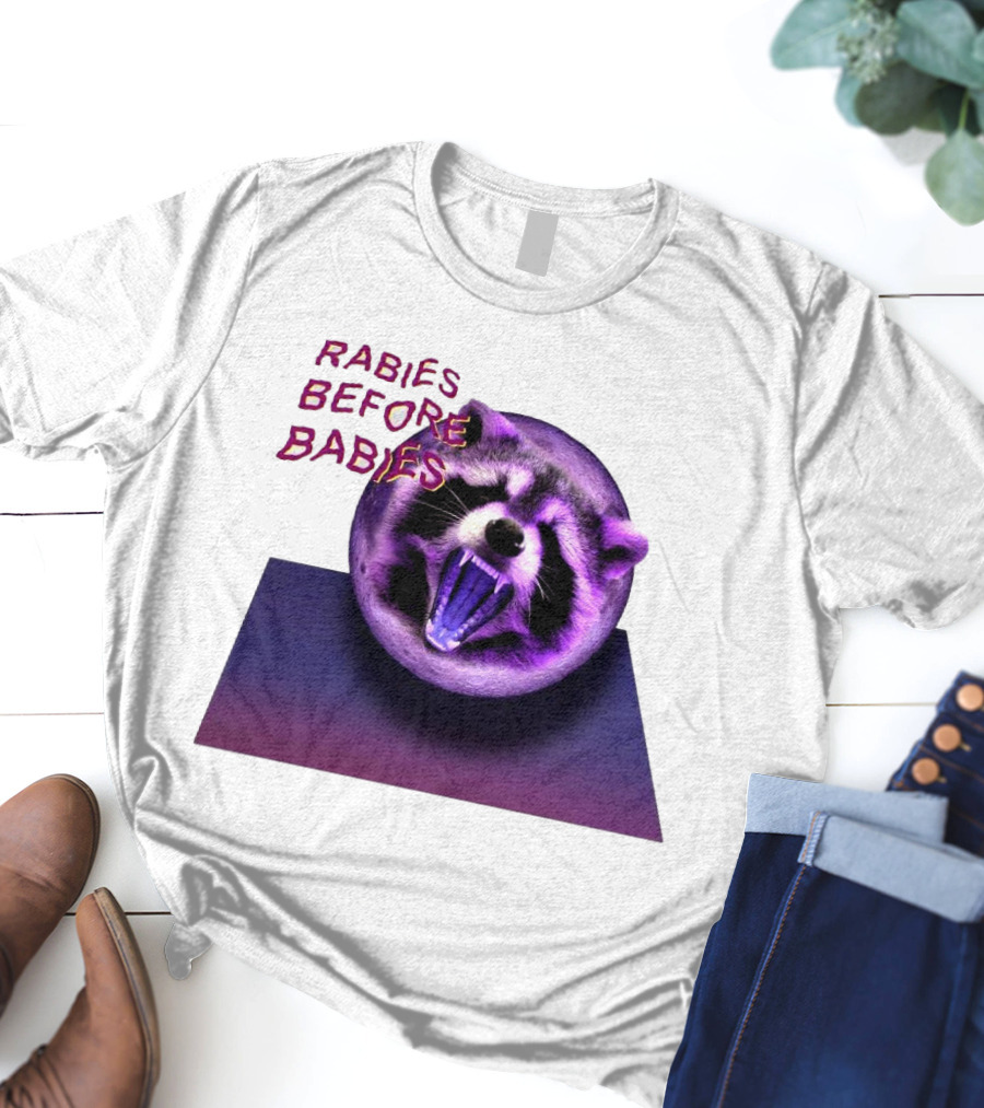 Rabies Before Babies Raccoon Spherical Illusion T-Shirt