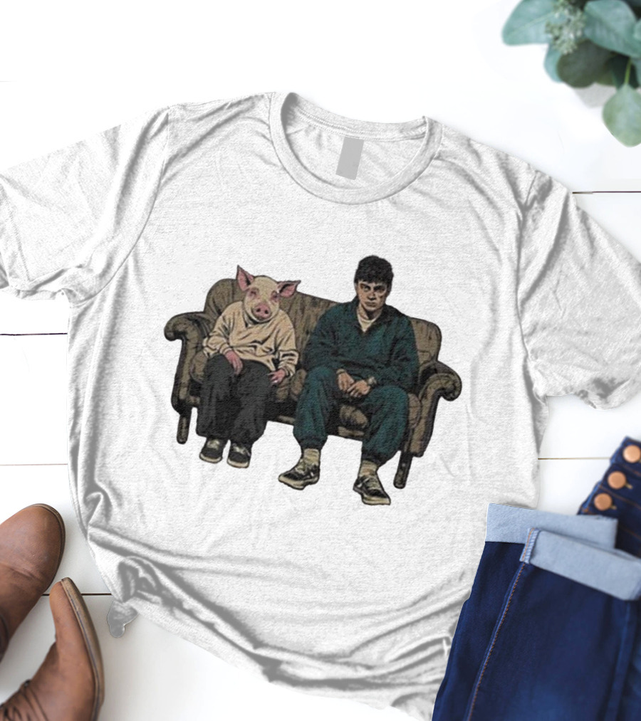 RenMakes Ren Couch Pig Painting Sitting Together T-Shirt