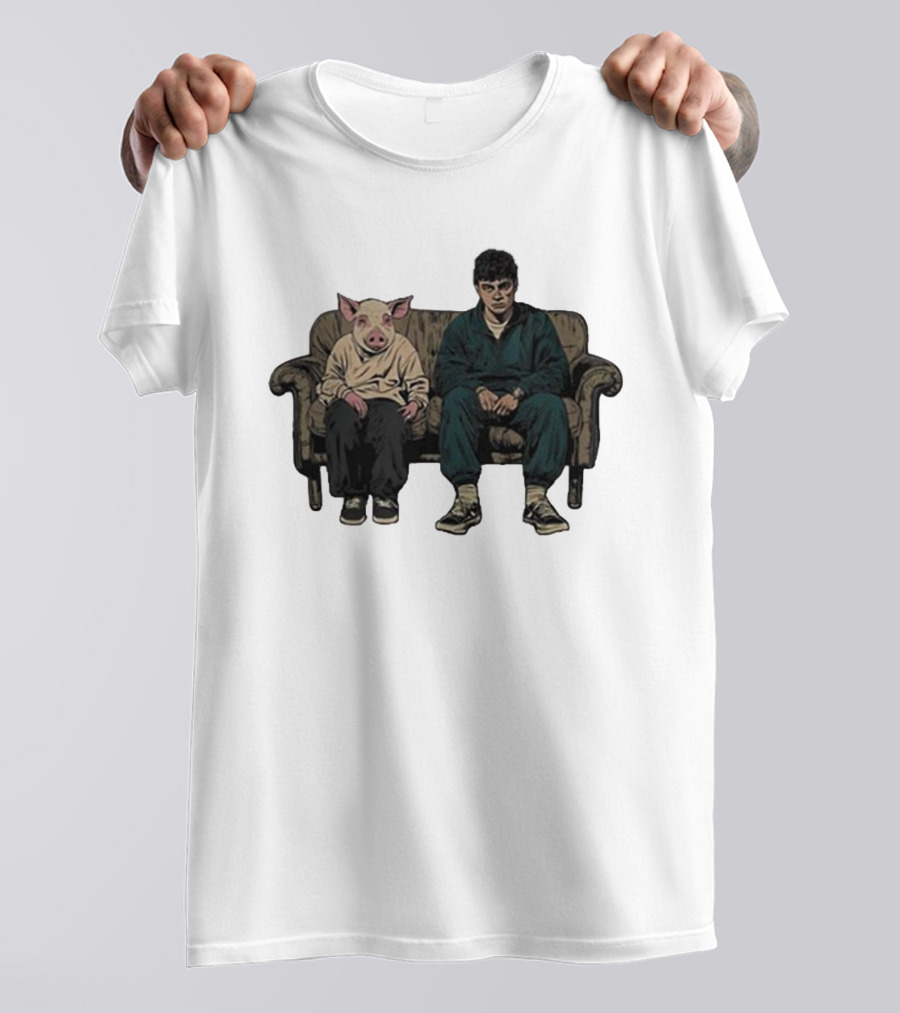 RenMakes Ren Couch Pig Painting Sitting Together T-Shirt