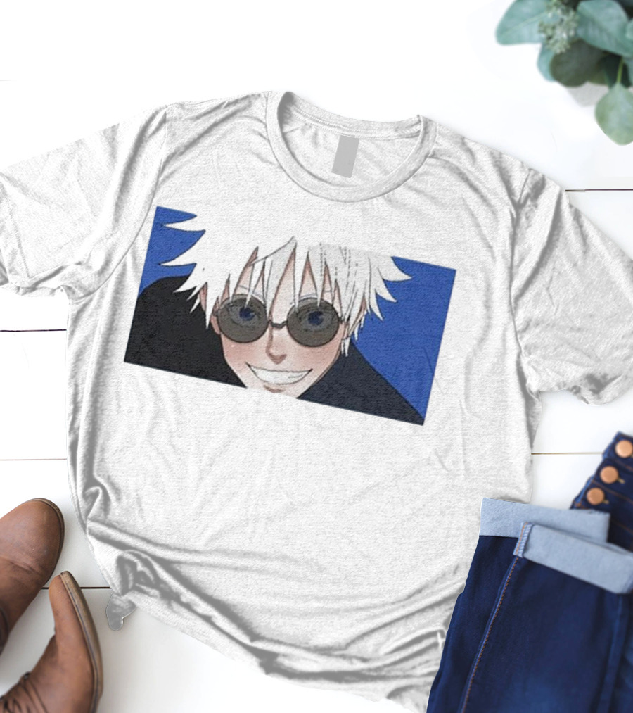 Young Gojo Anime Manga Character Blue Background T-Shirt