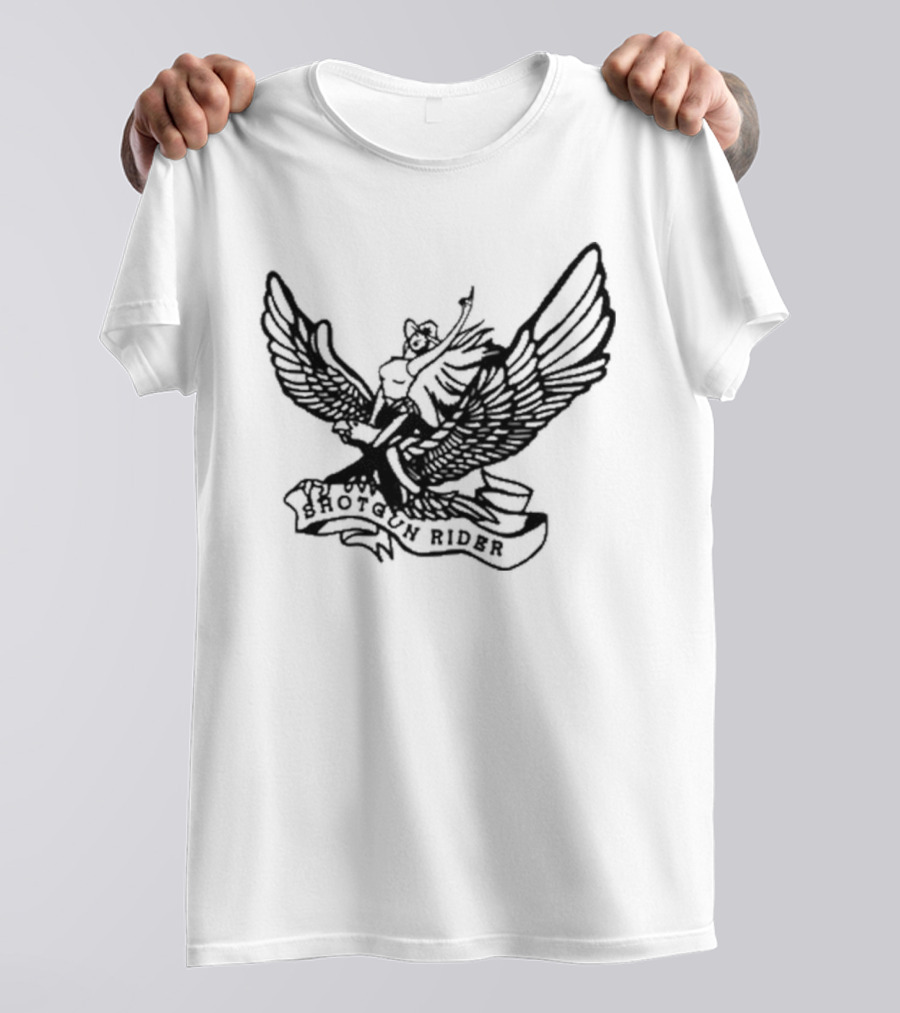 Shotgun Rider Eagle Motorcyclist Banner T-Shirt