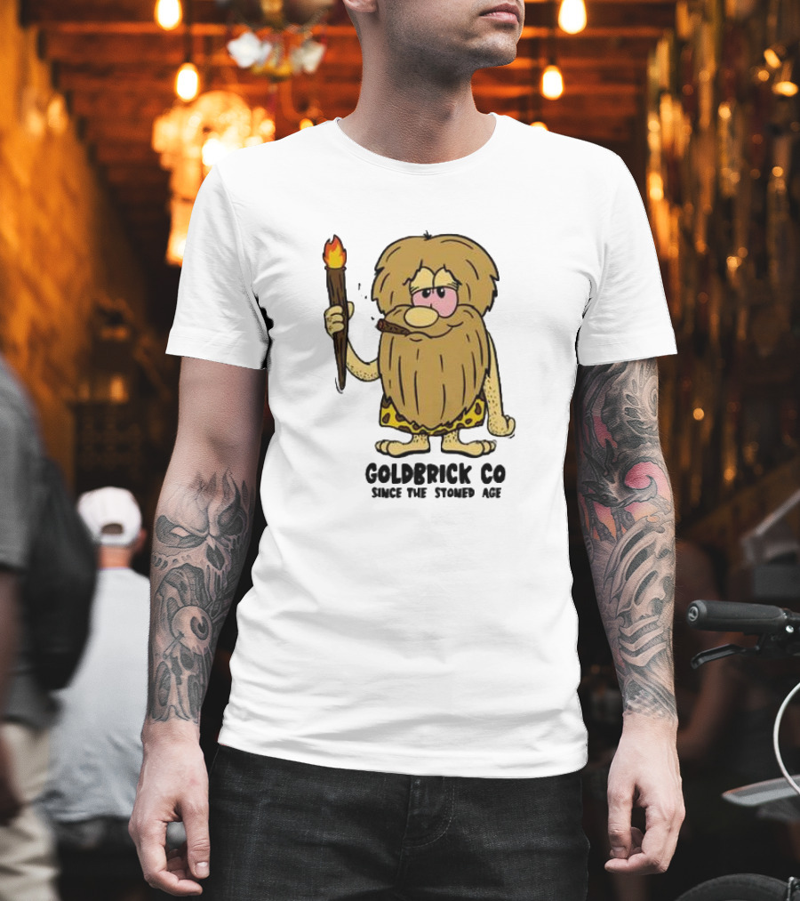 Goldbrick Co Since The Stoned Age Caveman With Torch And Cigar T-Shirt