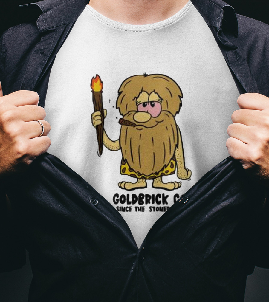 Goldbrick Co Since The Stoned Age Caveman With Torch And Cigar T-Shirt