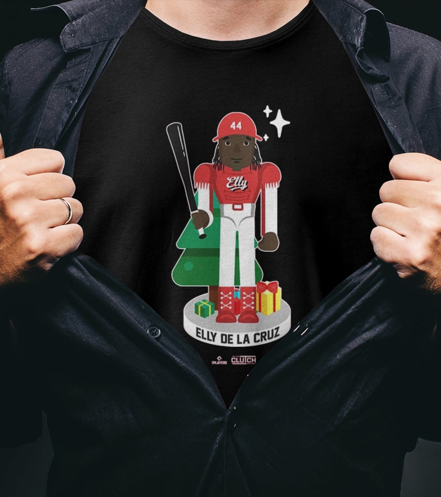 Elly De La Cruz MLBPA Nutcracker Cincinnati Reds MLB Christmas Festive Holiday Clutch Baseball Player Image T-Shirt