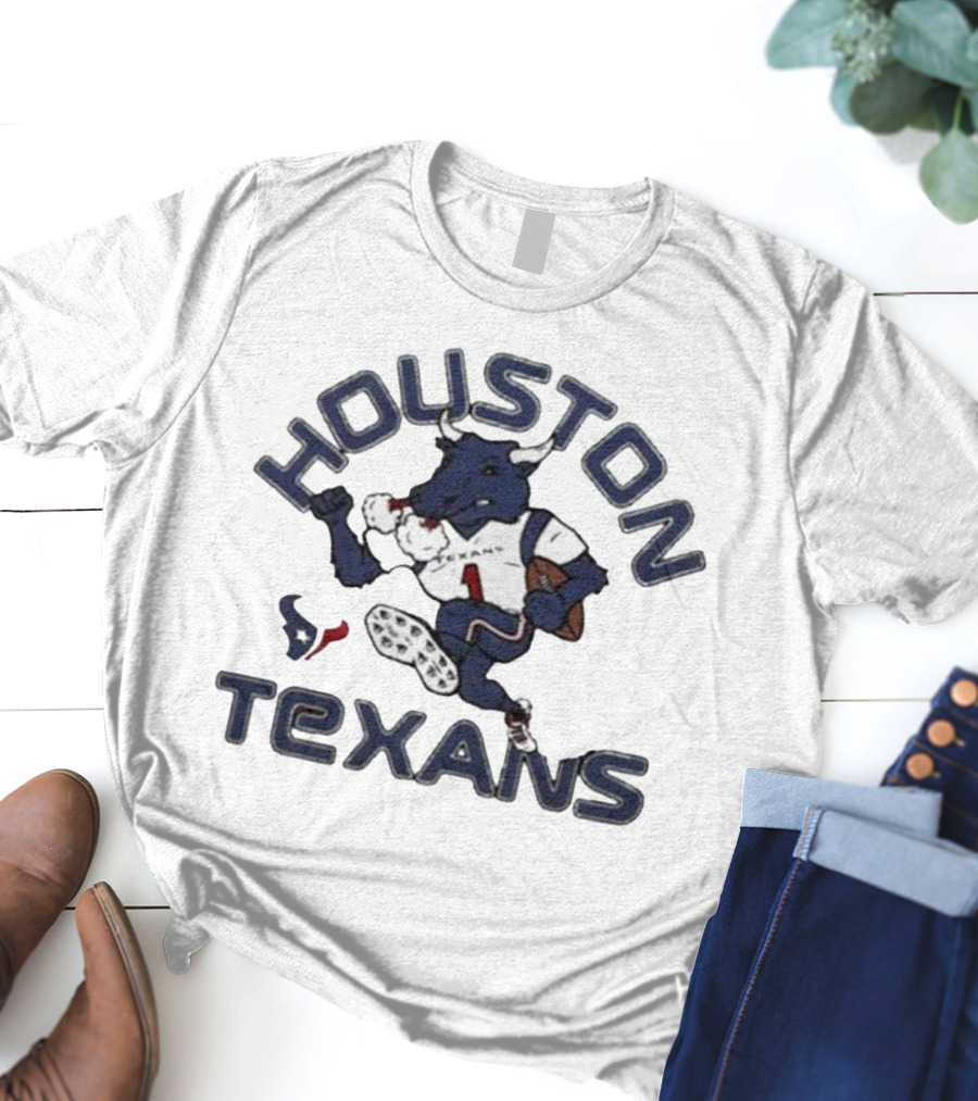 Houston Texans Toro Mascot Running Football T-Shirt
