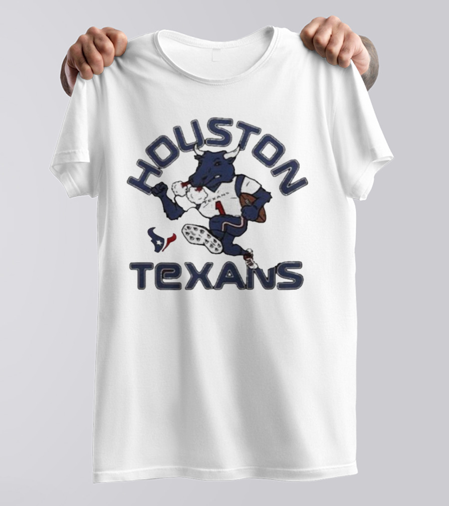Houston Texans Toro Mascot Running Football T-Shirt