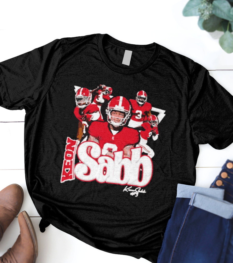 Keon Sabb 3 Alabama Crimson Tide Football Caricature Signature Crimson Jersey Players T-Shirt