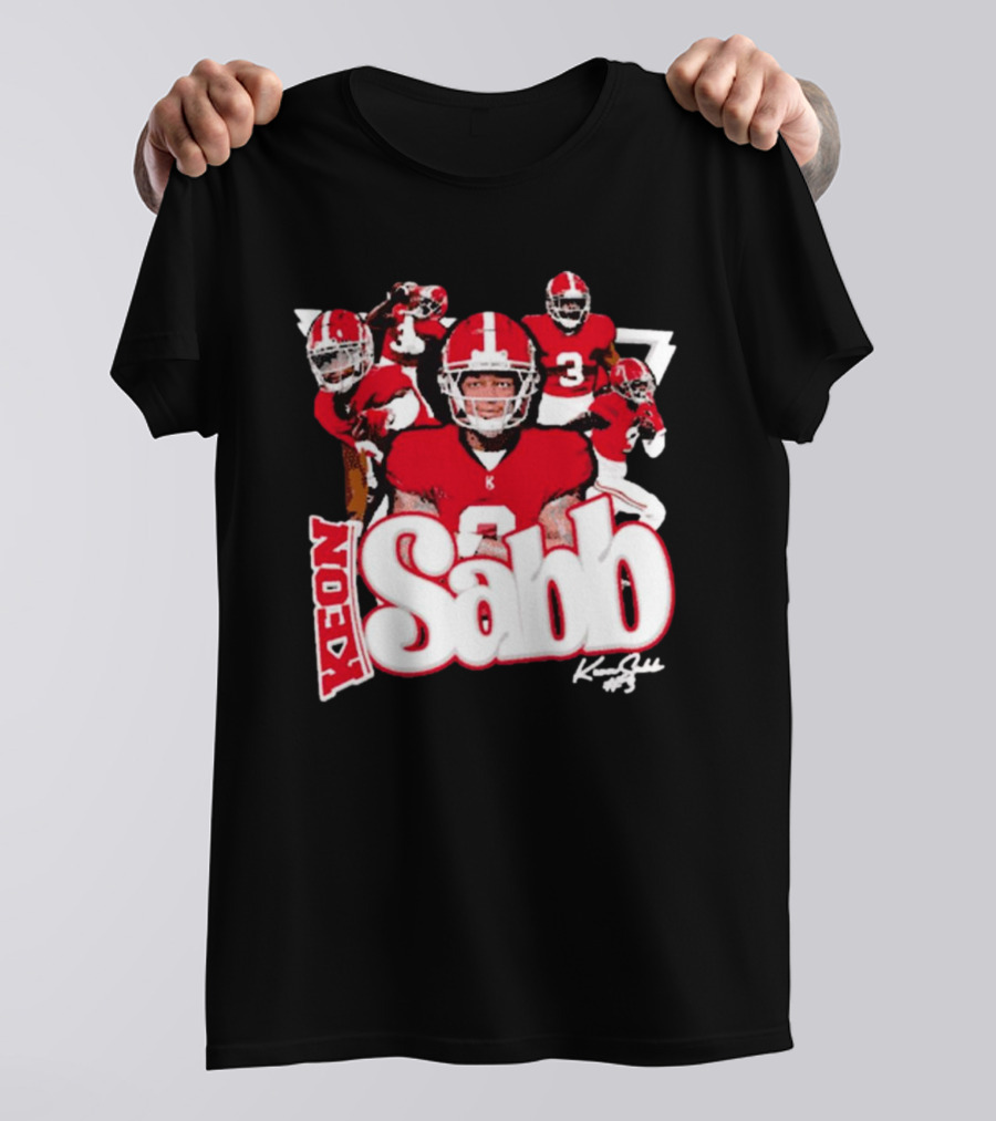 Keon Sabb 3 Alabama Crimson Tide Football Caricature Signature Crimson Jersey Players T-Shirt