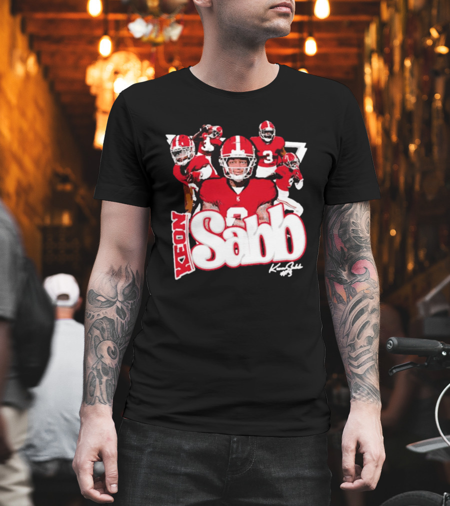 Keon Sabb 3 Alabama Crimson Tide Football Caricature Signature Crimson Jersey Players T-Shirt