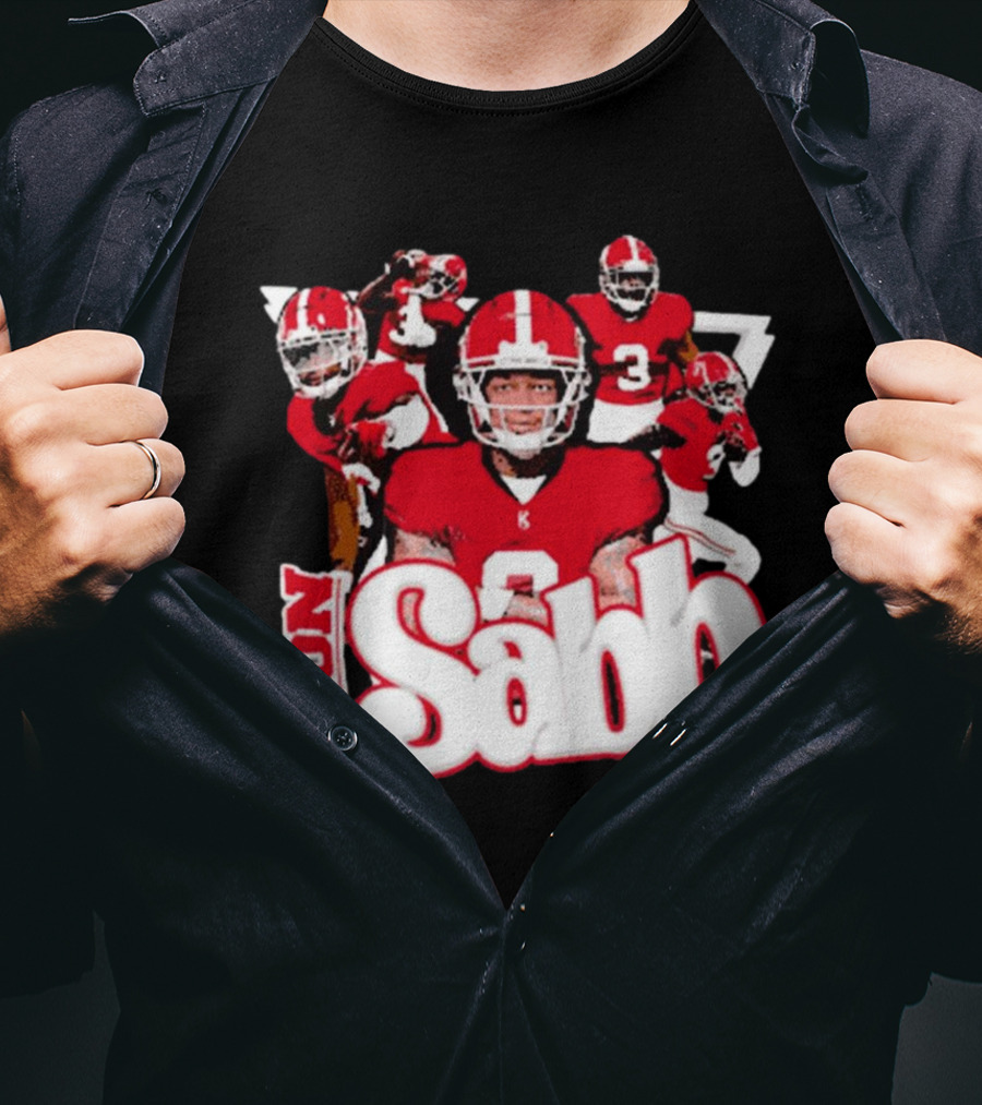 Keon Sabb 3 Alabama Crimson Tide Football Caricature Signature Crimson Jersey Players T-Shirt