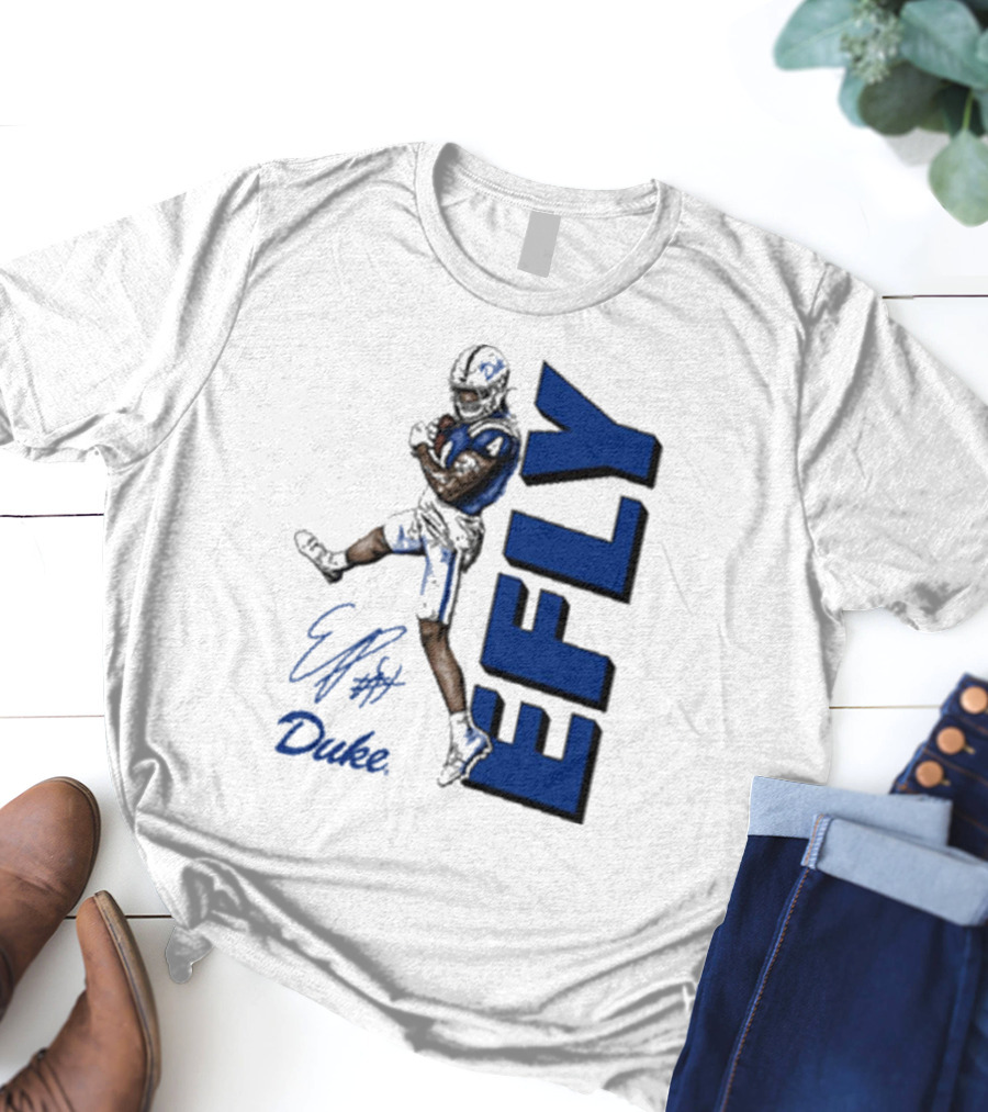 Eli Pancol #4 Duke Blue Devils EFLY Football Signature T-Shirt