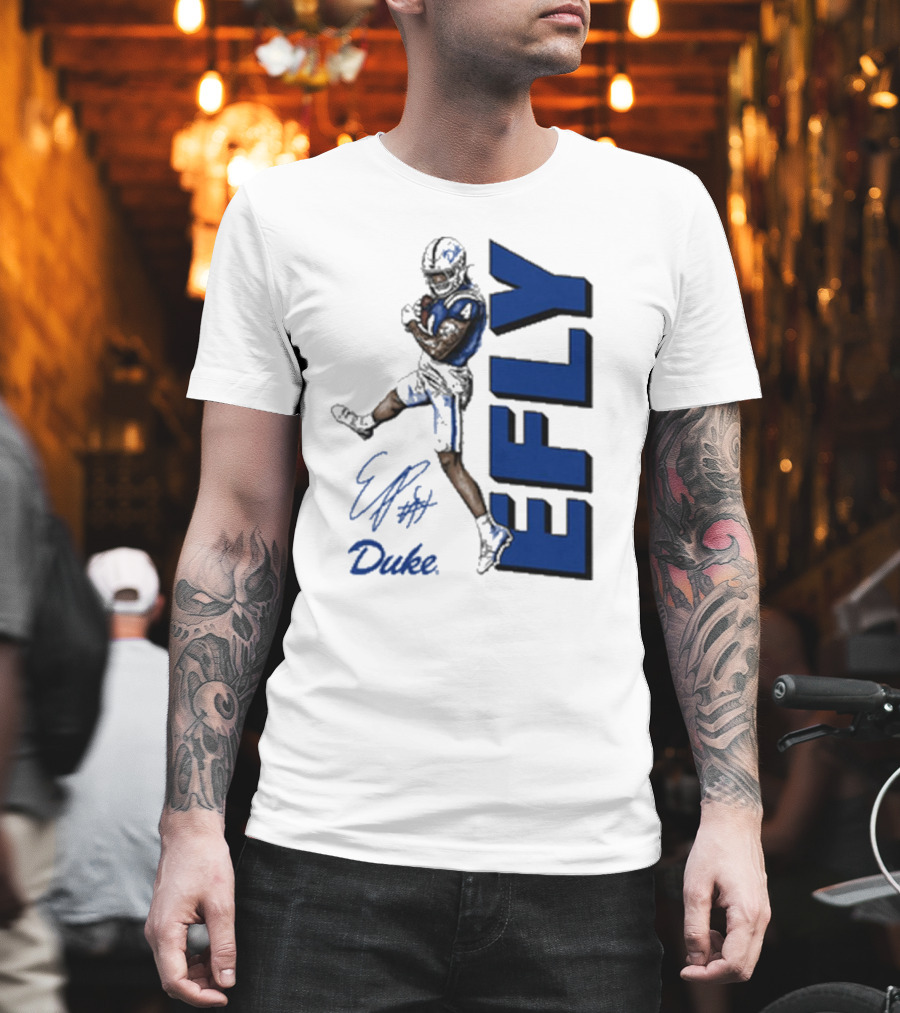 Eli Pancol #4 Duke Blue Devils EFLY Football Signature T-Shirt