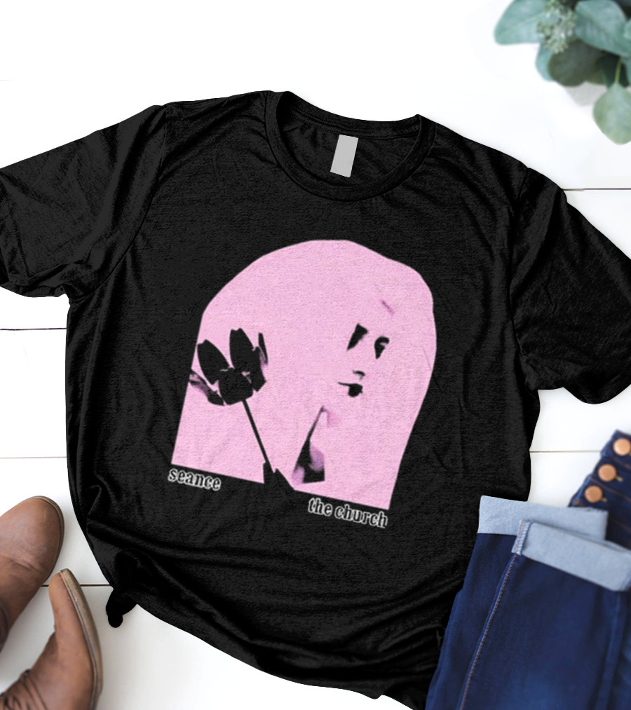 The Church Seance Pink Portrait With Flower T-Shirt