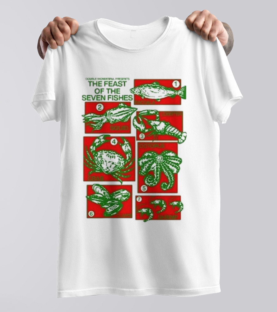 Double Wonderful Presents The Feast Of The Seven Fishes Fish Squid Lobster Crab Octopus Shrimp Clams T-Shirt