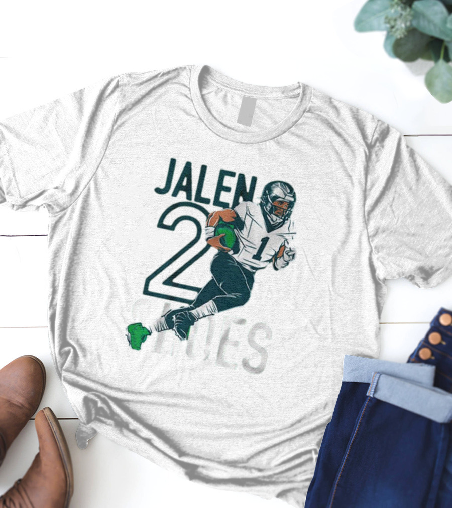 Jalen Hurts Two Shoes Philadelphia Eagles NFL Player Football Action T-Shirt
