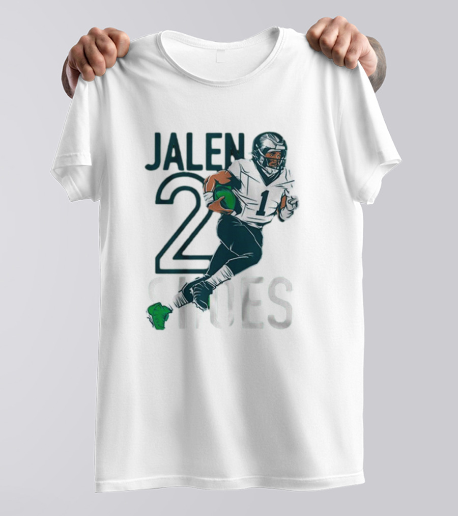 Jalen Hurts Two Shoes Philadelphia Eagles NFL Player Football Action T-Shirt