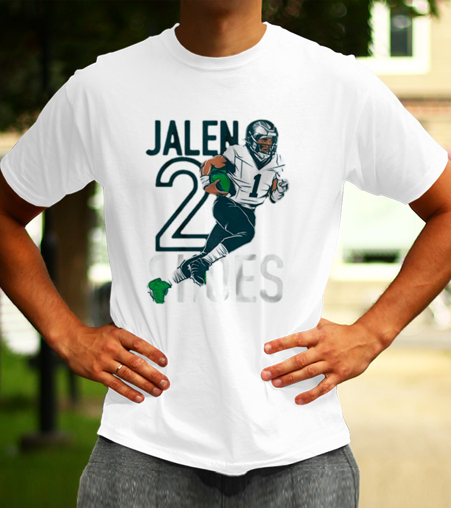 Jalen Hurts Two Shoes Philadelphia Eagles NFL Player Football Action T-Shirt