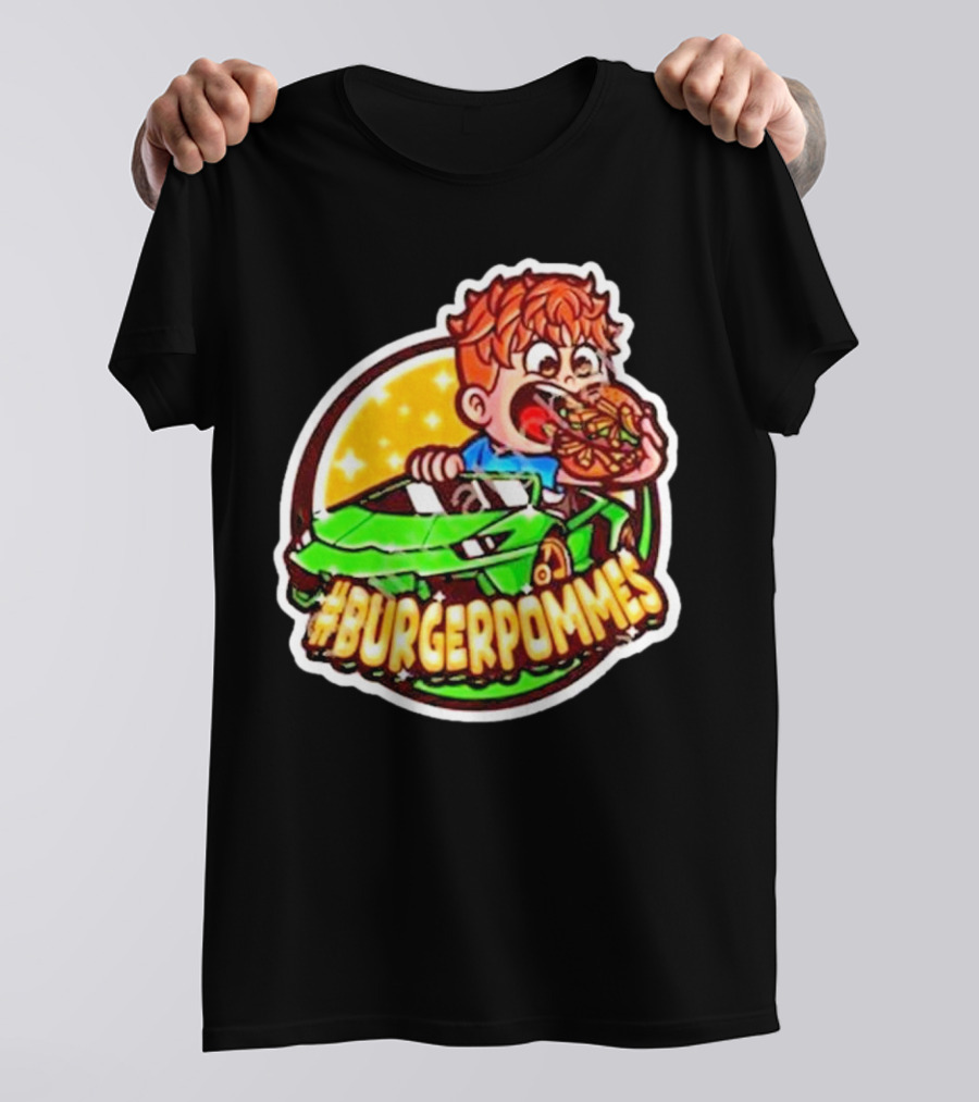 Lukas Eating Burger In Green Car #Burgerpommes T-Shirt