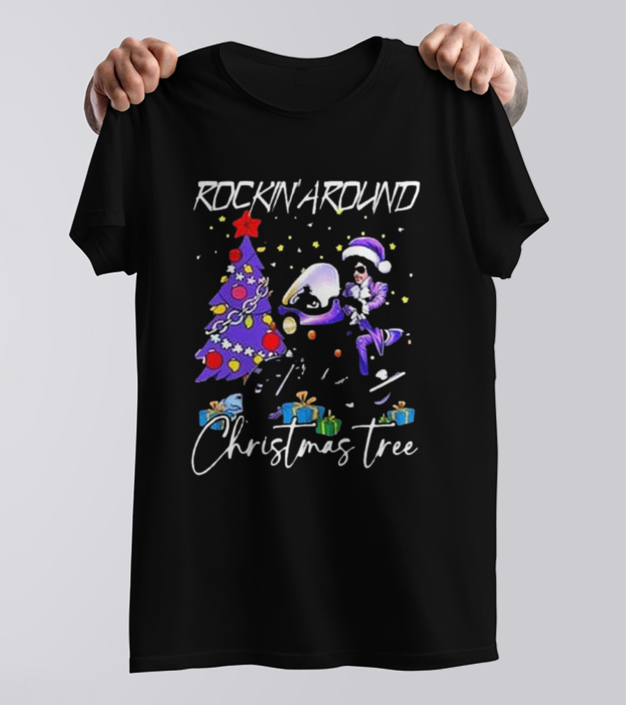 Rockin' Around Christmas Tree In Purple Outfit With Holiday Gifts T-Shirt