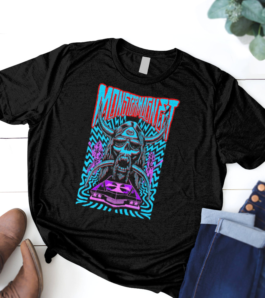 Monster Magnet Vampiric Psychedelic Skull And Car T-Shirt