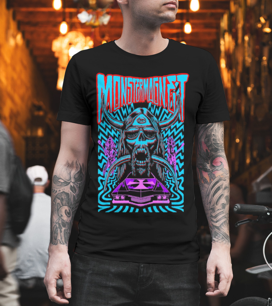 Monster Magnet Vampiric Psychedelic Skull And Car T-Shirt