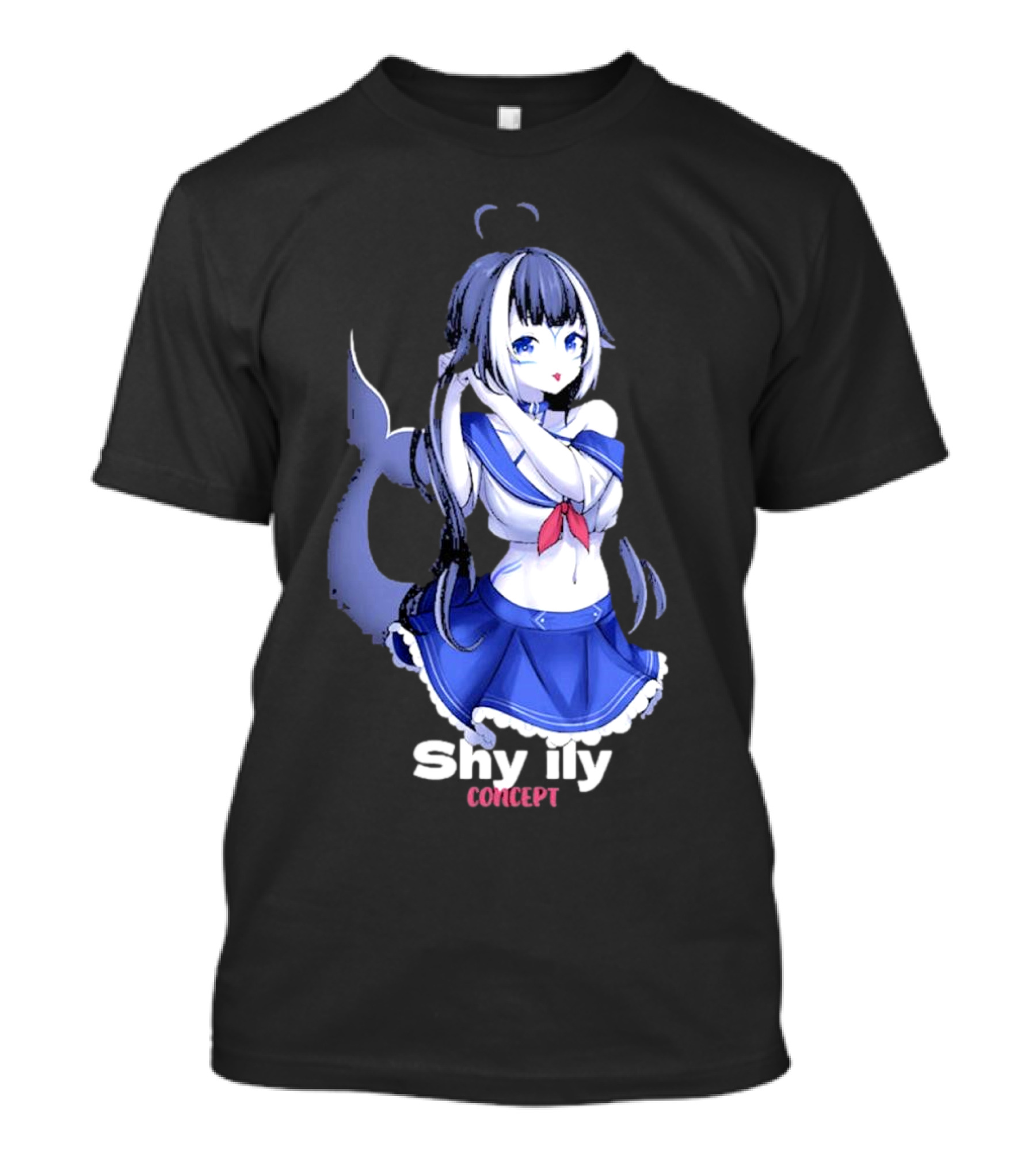 Shy Lily Concept Monochrome Anime Character T-Shirt