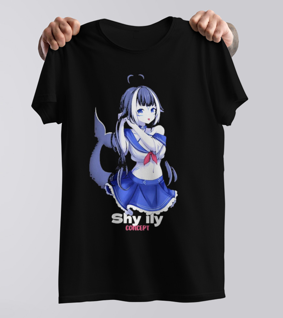 Shy Lily Concept Monochrome Anime Character T-Shirt
