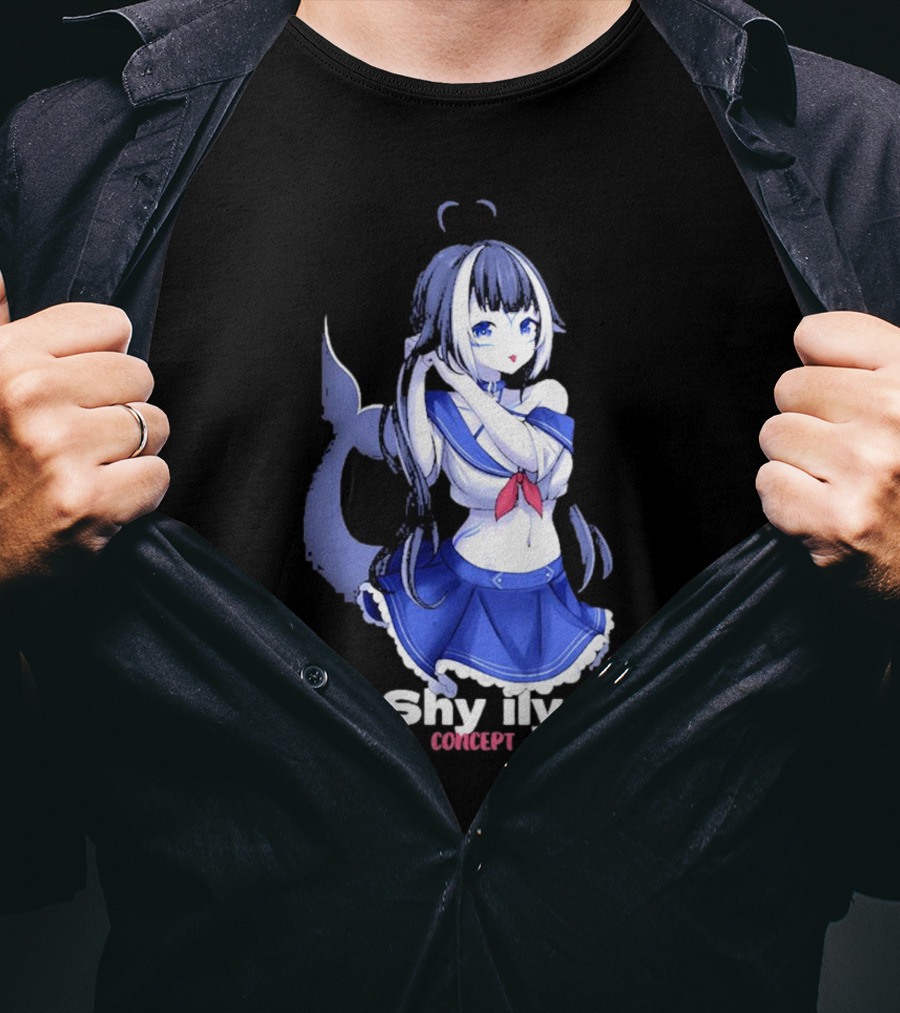 Shy Lily Concept Monochrome Anime Character T-Shirt