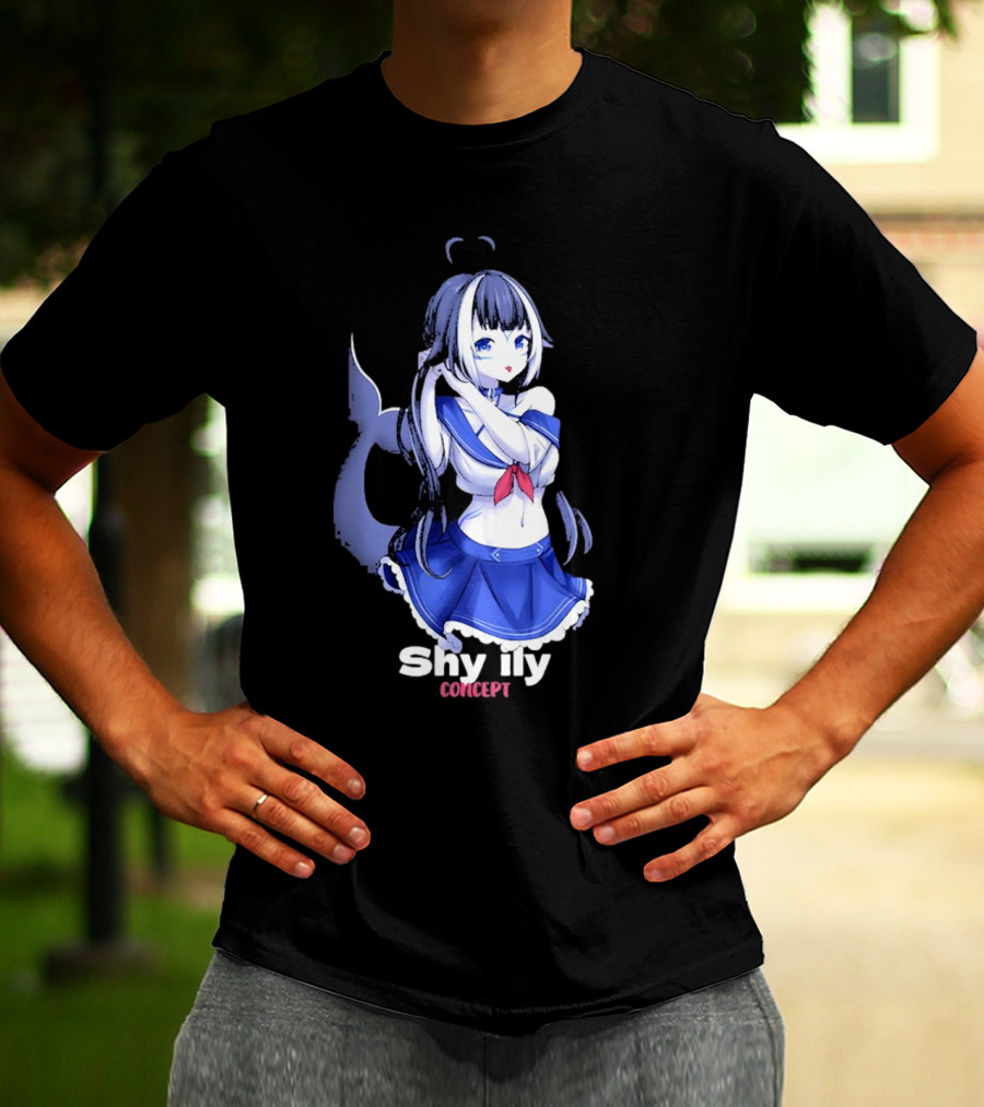 Shy Lily Concept Monochrome Anime Character T-Shirt