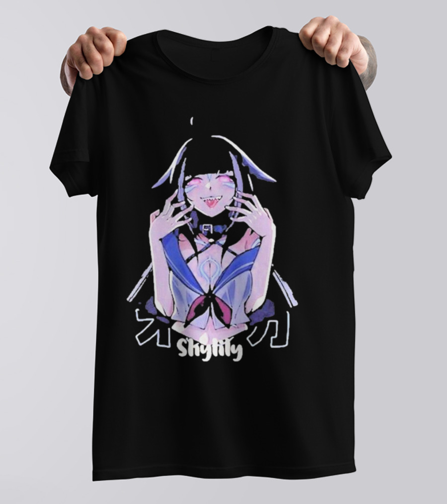 Shylily Yandere Anime Character With Fanged Smile And Pointed Ears T-Shirt
