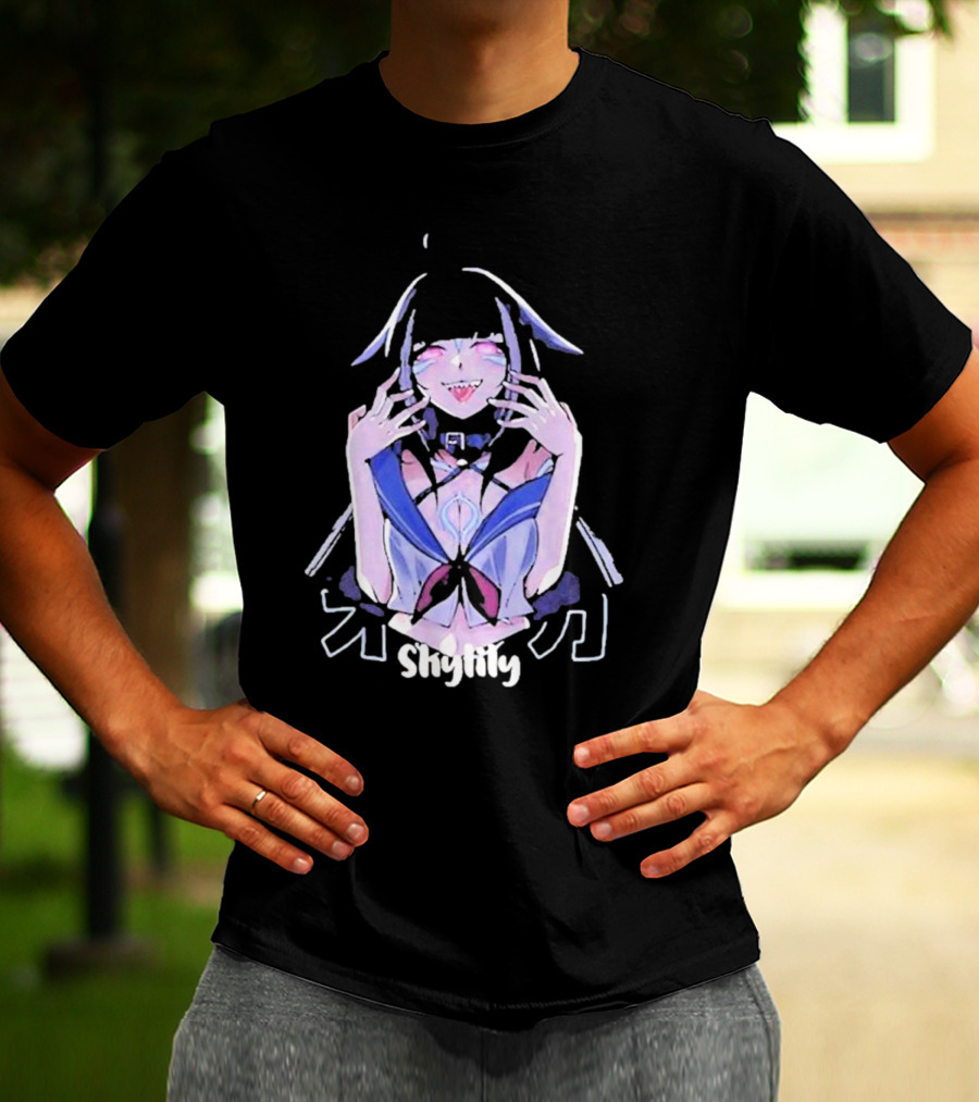 Shylily Yandere Anime Character With Fanged Smile And Pointed Ears T-Shirt