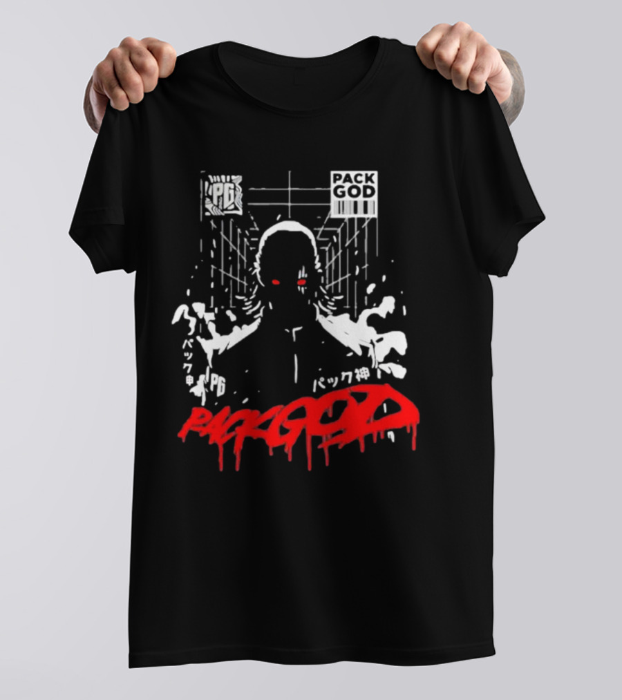 Packgod PG Red Eyes Urban Barcode Aesthetic T-Shirt