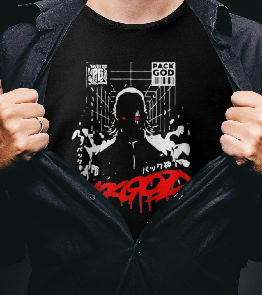 Packgod PG Red Eyes Urban Barcode Aesthetic T-Shirt