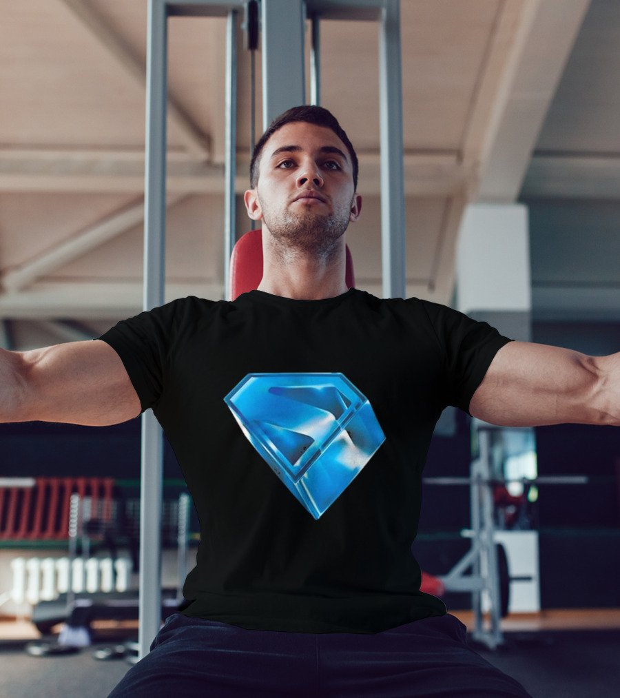 Superman 2025 Movie Stylized S-Shield Blue Diamond Emblem T-Shirt