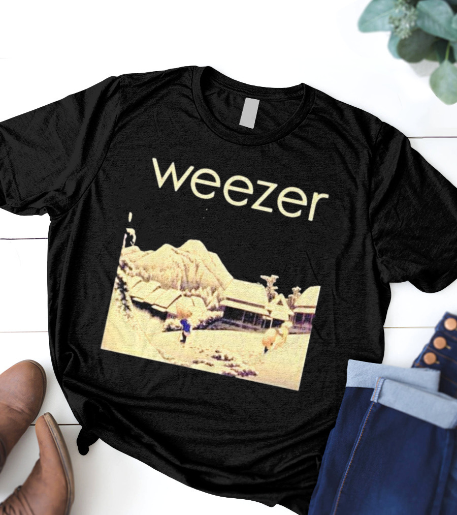 Weezer Pinkerton Album Snowy Village Scene T-Shirt