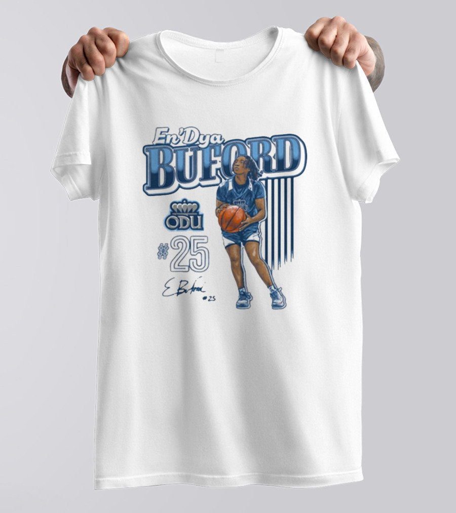 En’Dya Buford ODU #25 Monarchs Basketball Carolina Classics Signature T-Shirt