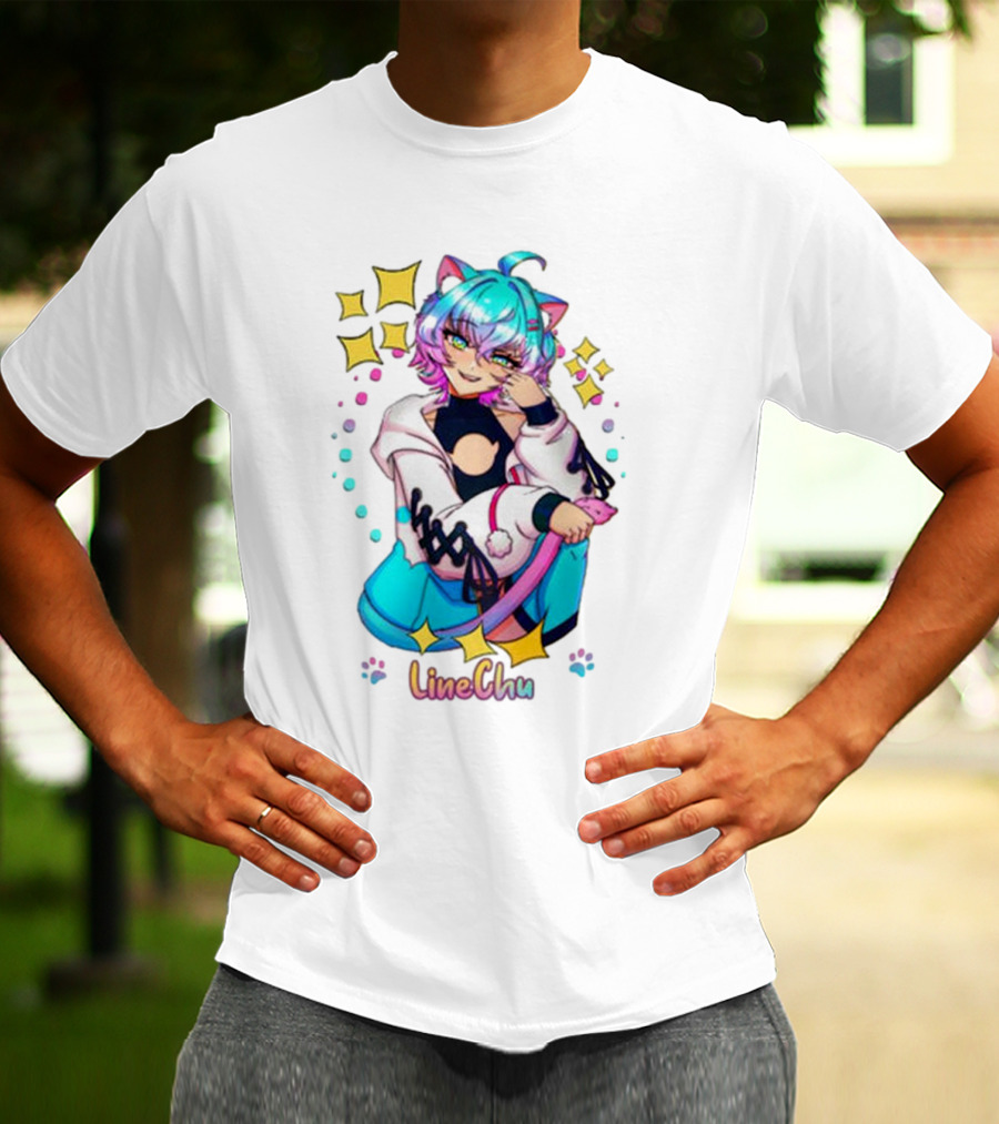 LineChu Glimmer Anime Character With Cat Ears And Colorful Pastel Aesthetic T-Shirt