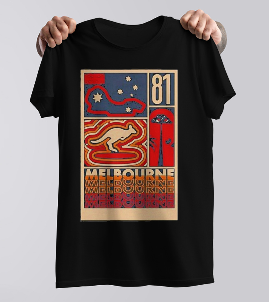 Melbourne 81 Stars Kangaroo Design Funny Oscar Piastri T-Shirt