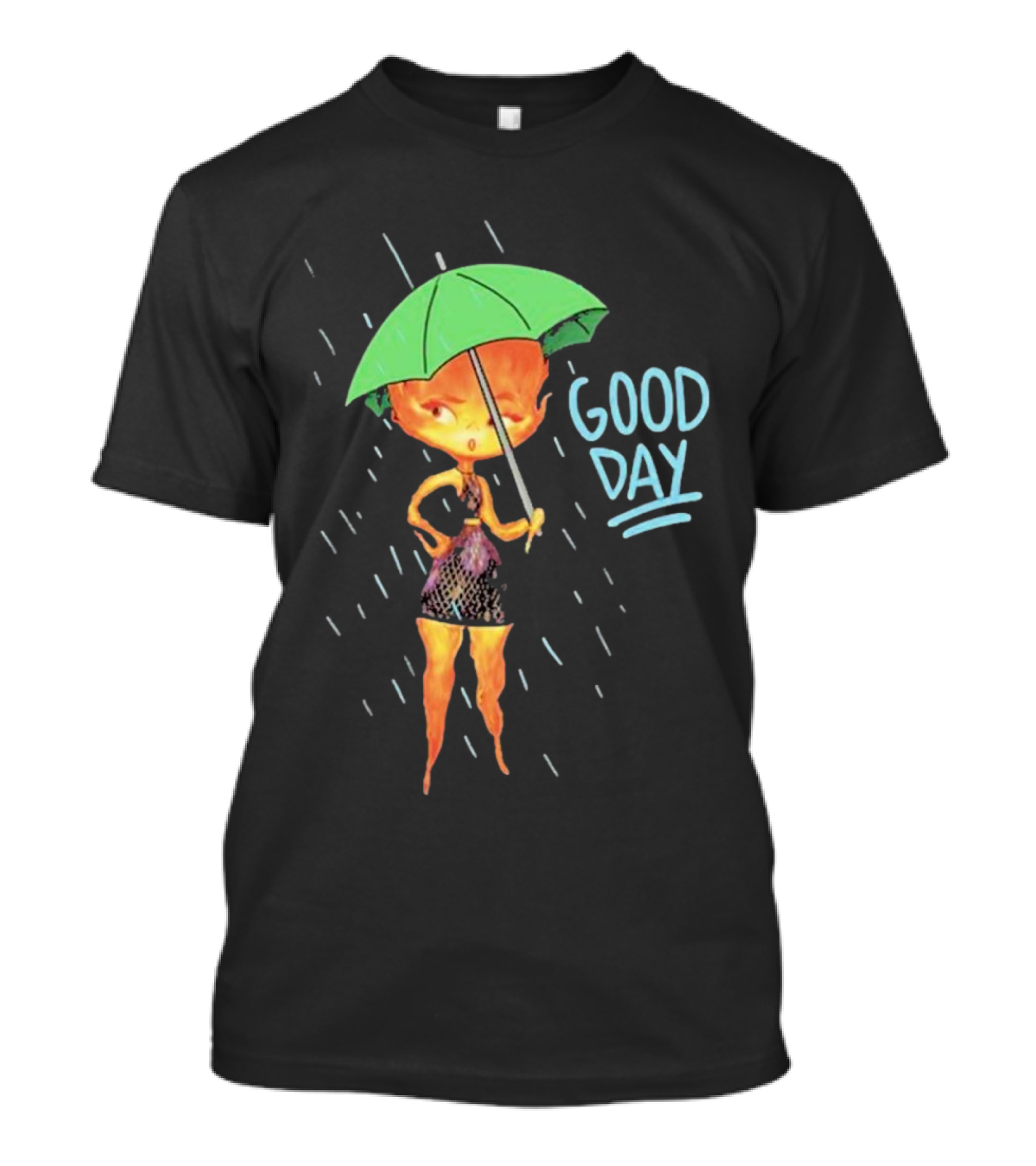 Good Day Ember Lumen Raindrops Green Umbrella T-Shirt
