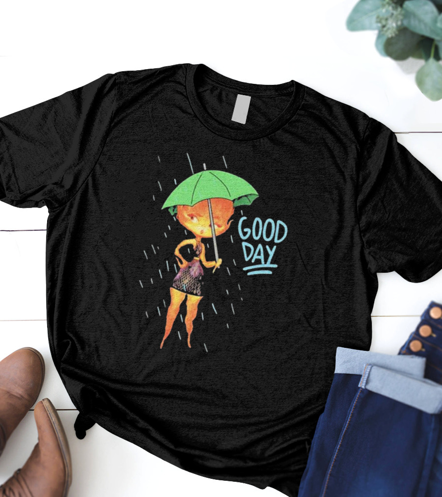 Good Day Ember Lumen Raindrops Green Umbrella T-Shirt