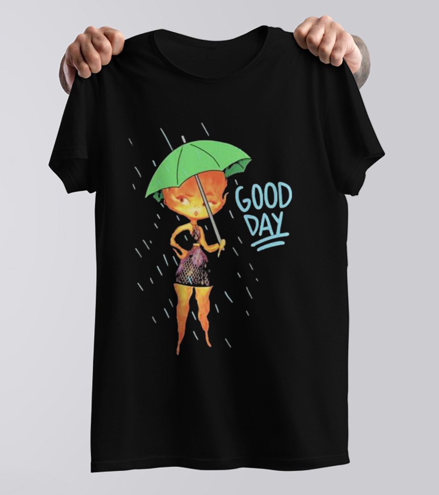 Good Day Ember Lumen Raindrops Green Umbrella T-Shirt
