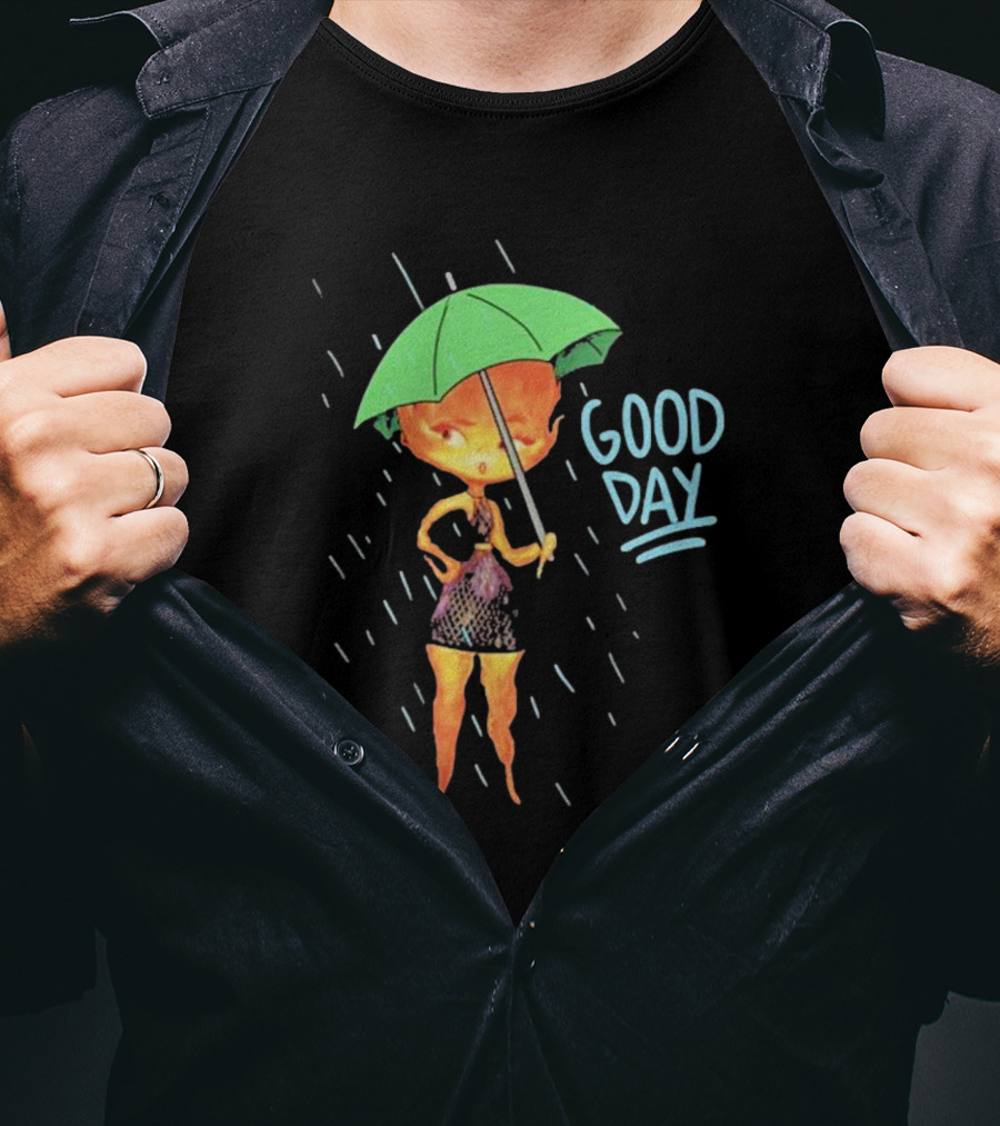 Good Day Ember Lumen Raindrops Green Umbrella T-Shirt