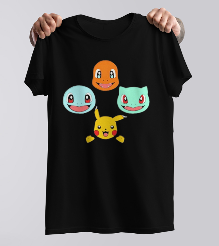 Pokemon Bohemian Rhapsody Charmander Squirtle Bulbasaur Pikachu Faces T-Shirt