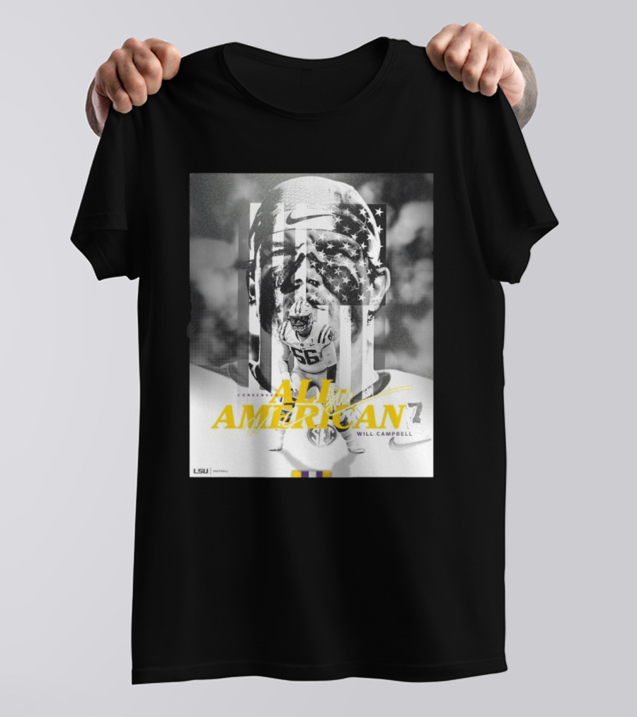 LSU Tigers Football Will Campbell Consensus All-American #66 T-Shirt