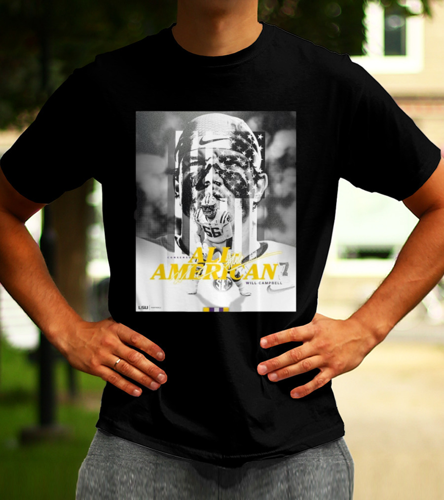 LSU Tigers Football Will Campbell Consensus All-American #66 T-Shirt