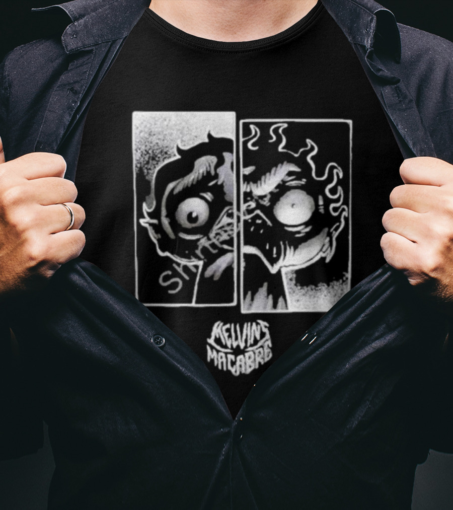 MeatCanyon Merch Melvin’s Macabre Split Face Creepy Comic T-Shirt