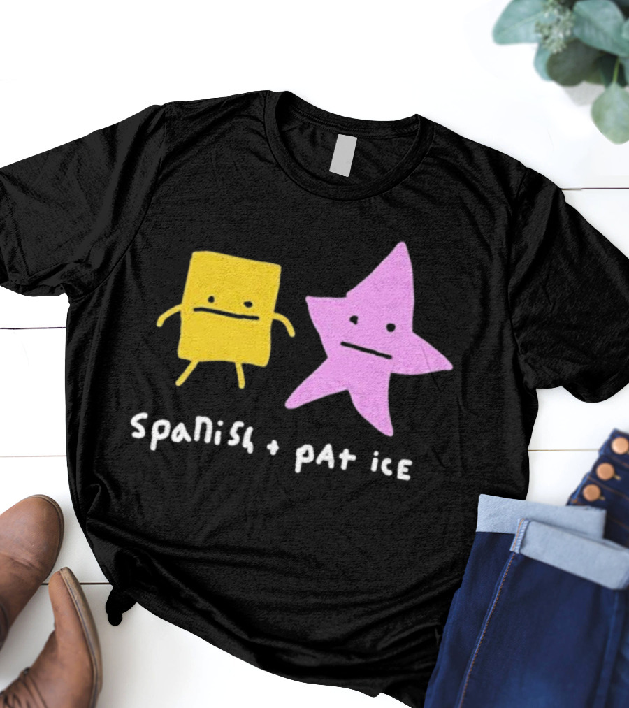 Spanish And Pat Ice Cartoon Square And Star Characters T-Shirt