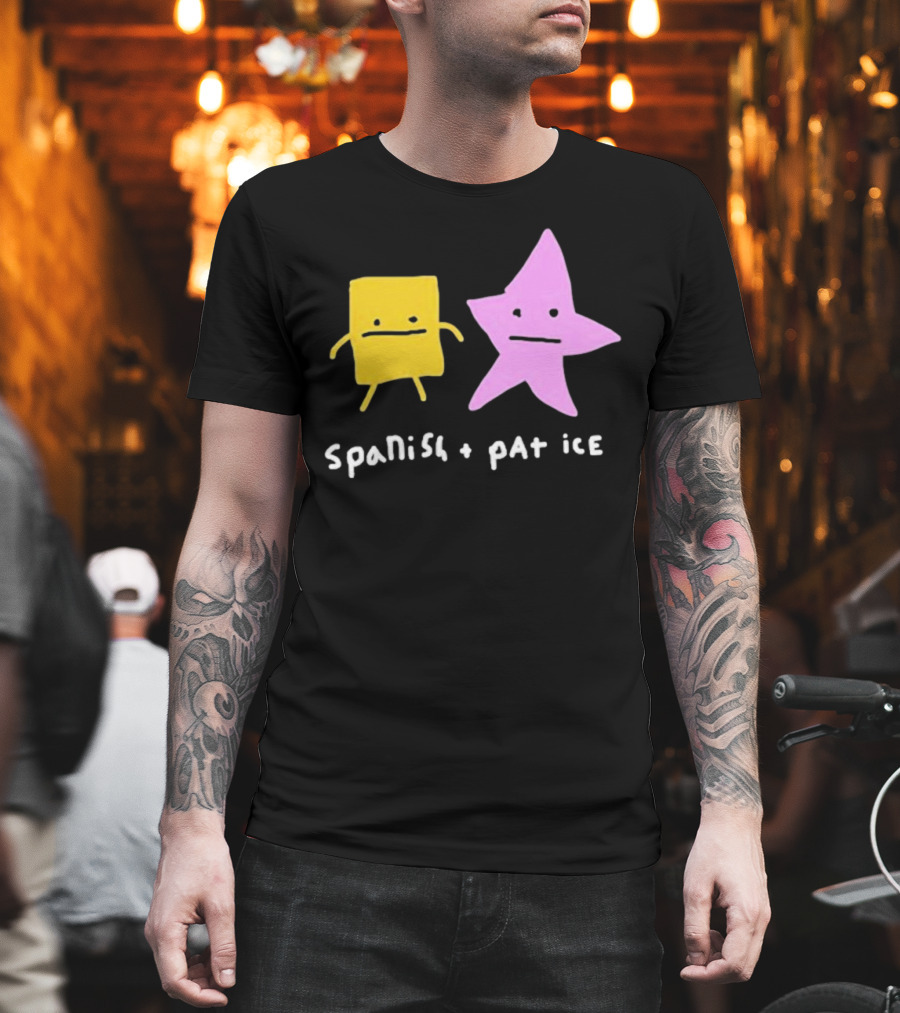Spanish And Pat Ice Cartoon Square And Star Characters T-Shirt