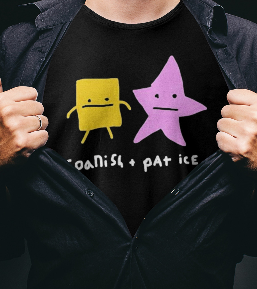 Spanish And Pat Ice Cartoon Square And Star Characters T-Shirt